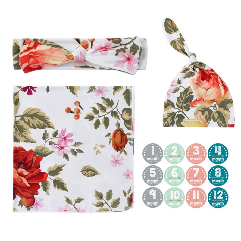 Chăn Quấn Kèm Nón Beanie Và Băng Đô Dành Cho Bé Sơ Sinh