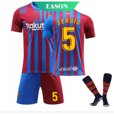 2022 Barcelona Vận Chuyển Vớ Tại Nhà Không. 10 Messi Jersey Set không. Bộ Quần Áo Đá Banh Ngắn Tay Nhanh Khô In Logo Số 21 Fati