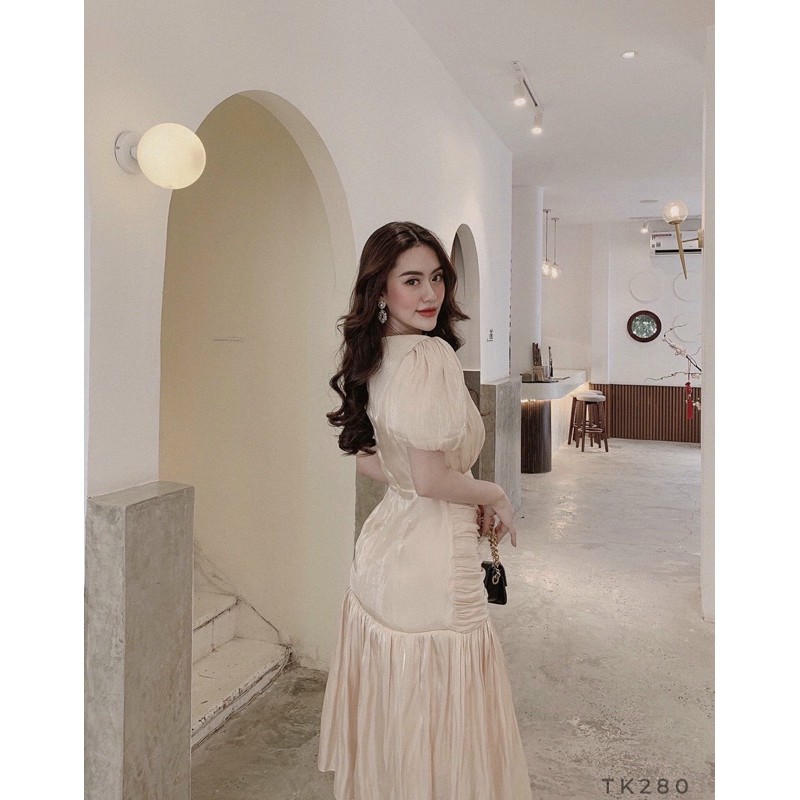 Đầm dự tiệc bóng kiếng tay bồng nhún eo / Đầm dự tiệc hàng thiết kế | BigBuy360 - bigbuy360.vn