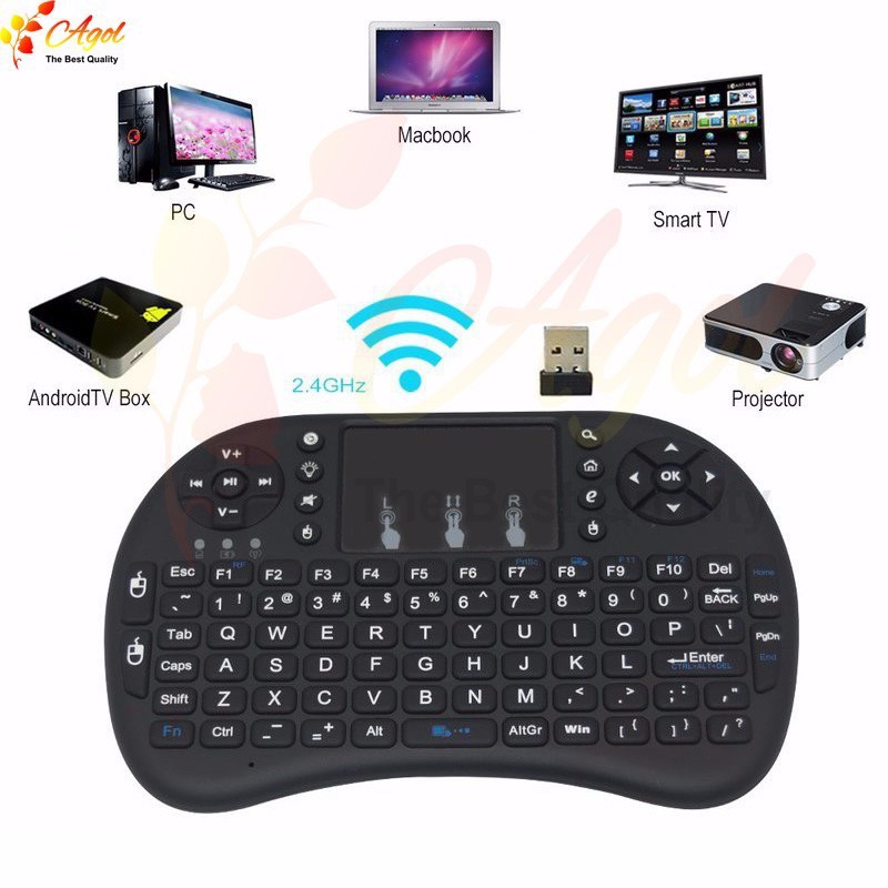 Bàn phím kiêm chuột không dây sử dụng pin rời UKB 500 - RF Mini Keyboard (Đen)