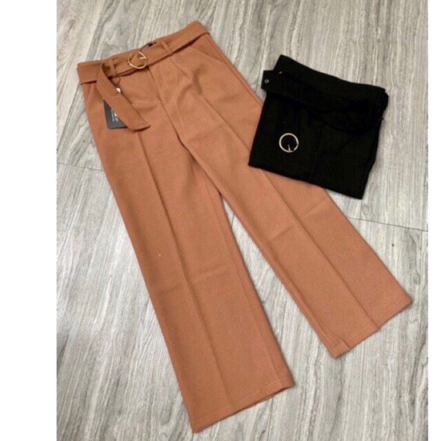 Quần ống rộng kèm dây đai tròn chât tuyết mưa