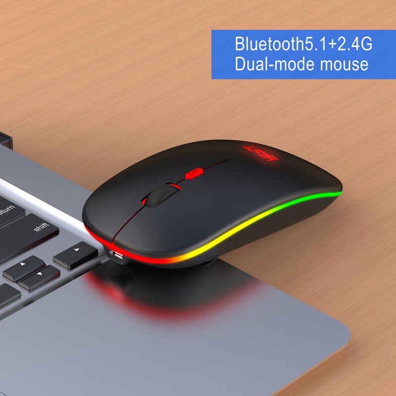 Chuột Không Dây Bluetooth 2.4g 1600dpi Màu Đen