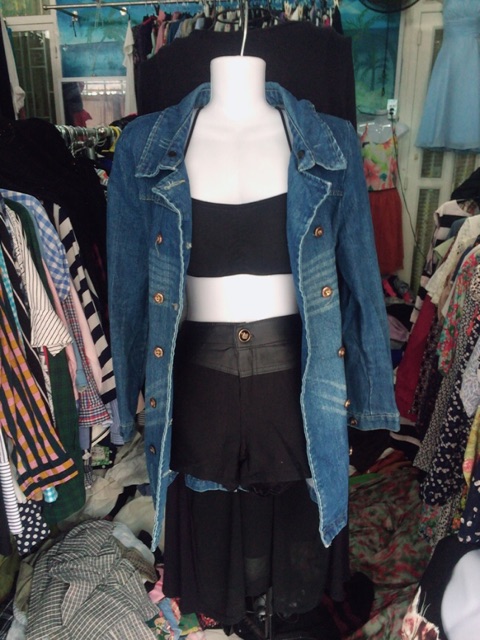 Áo khoác jean nữ dáng dài [2hand]