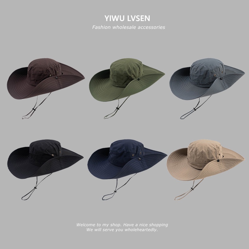 Mũ Cao Bồi Chống Nắng Phối Dây Rút Thời Trang Mùa Hè Cho Nam Và Nữ