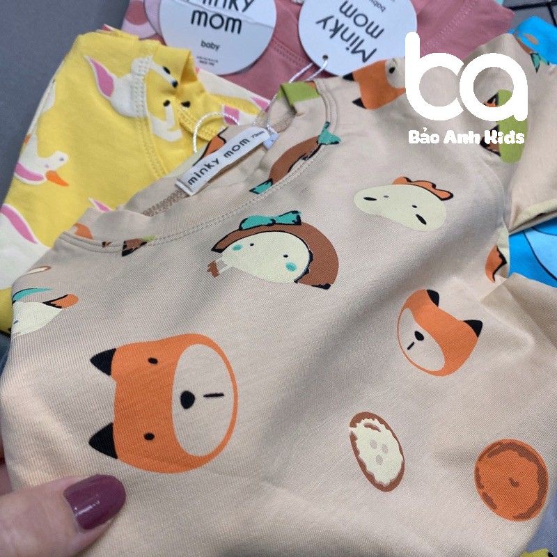 Bộ Dài Tay Cho Bé Trai Bé Gái Minky Mom Thun Lạnh Mềm Mịn Co Giãn Tốt Họa Tiết Dễ Thương, Bộ Thu Đông Cho Bé - BDTL1