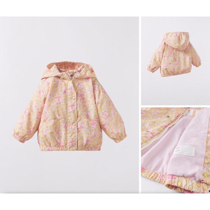 Áo khoác hoa nhí có mũ sẵn sale China sz 12-18m