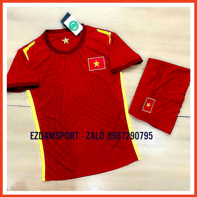 Bộ áo đá bóng đẹp Việt Nam EZDAMSPORT , bộ áo đá banh cao cấp dệt xịn thấm hút mồ hôi