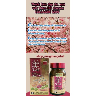 VIÊN UỐNG HỖ TRỢ ĐẸP DA, GIẢM MỤN BB CHOCOLA COLLAGEN NHẬT BẢN 120 VIÊN