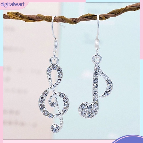 Cặp khuyên tai tạo hình nốt nhạc đính đá quý nhân tạo lấp lánh sang trọng dành cho nữ