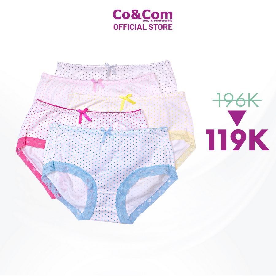 Quần Lót Nữ Cotton Nhiều Mẫu Co&Com Chấm Bi Pha Ren Mềm Mại, Lót Kháng Khuẩn