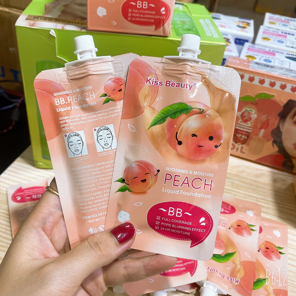 Túi kem nền kissbeauty đào siêu kute G410 | BigBuy360 - bigbuy360.vn
