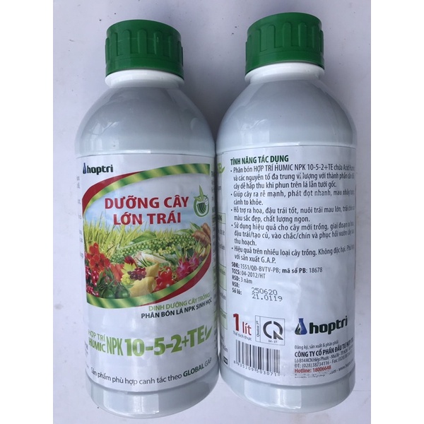 Dưỡng cây - Lớn trái - Phân Bón lá sinh học Hợp Trí Humic NPK 10-5-2+ TE chai 1 lít