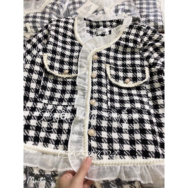 [Mã FAMARAL1 giảm 10K đơn 50K] [ Sẵn ] Áo dạ Tweed Viền Bèo Ngọc 2 lớp Sang Chảnh hàng Quảng Châu cao cấp loại 1