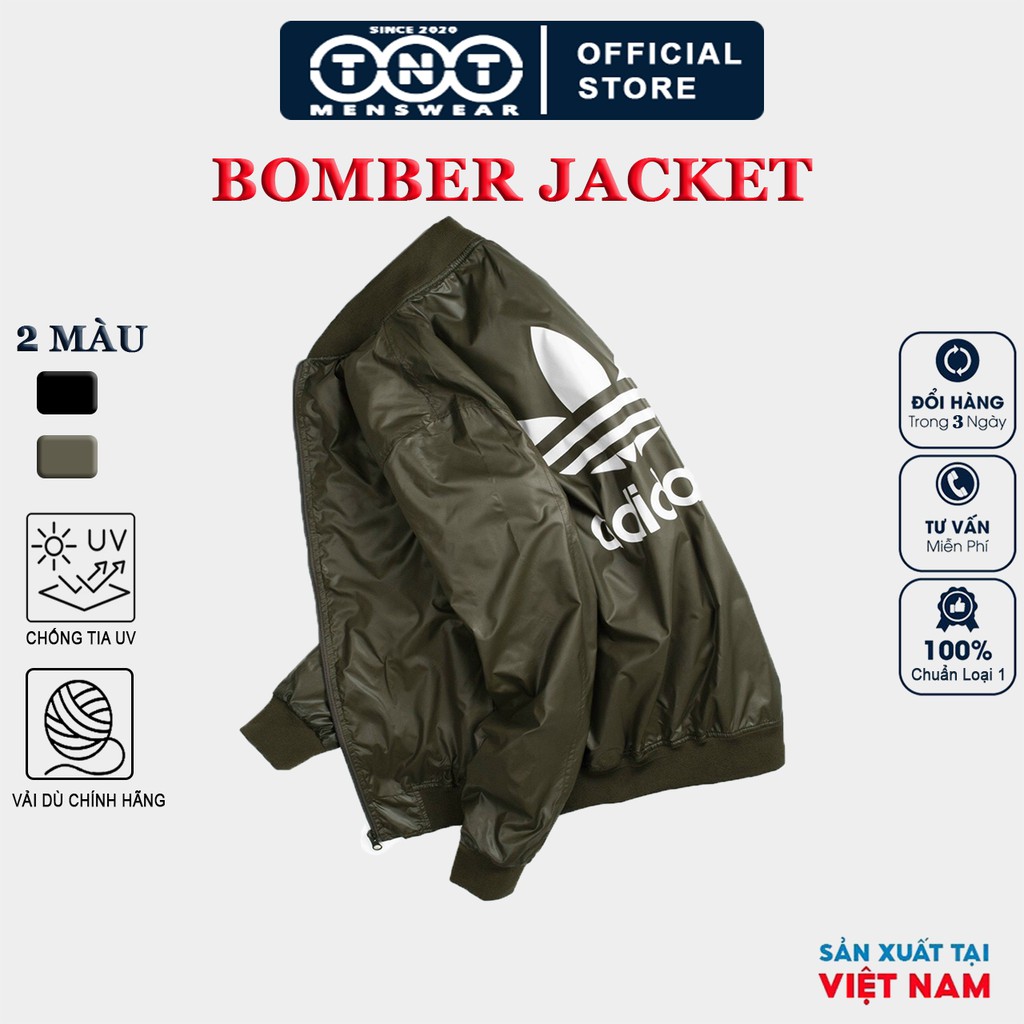 [HÀNG CHUẨN LOẠI 1] Áo khoác bomber nam, chất dù chính hãng chống tia IV, áo 2 lớp, đường may kỹ - TNT MENSWEAR