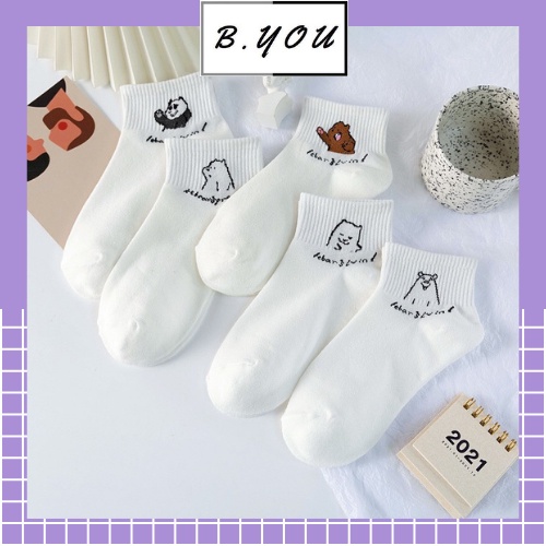 Tất nữ họa tiết hình con vật đáng yêu co dãn thấm hút mồ hôi