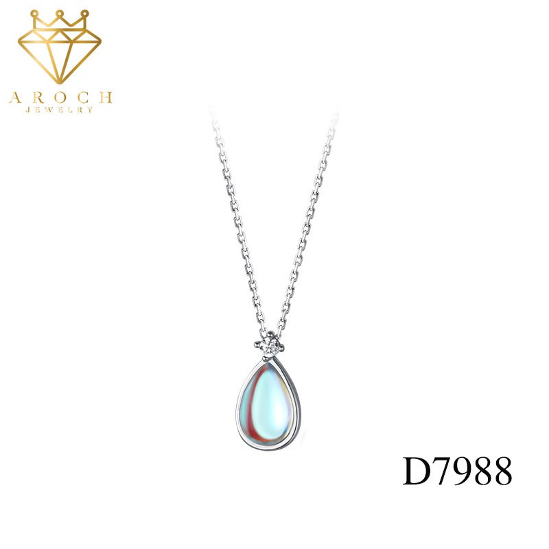 Dây chuyền bạc Ý s925 giọt nước tinh khiết đại dương xanh D7988 - AROCH Jewelry