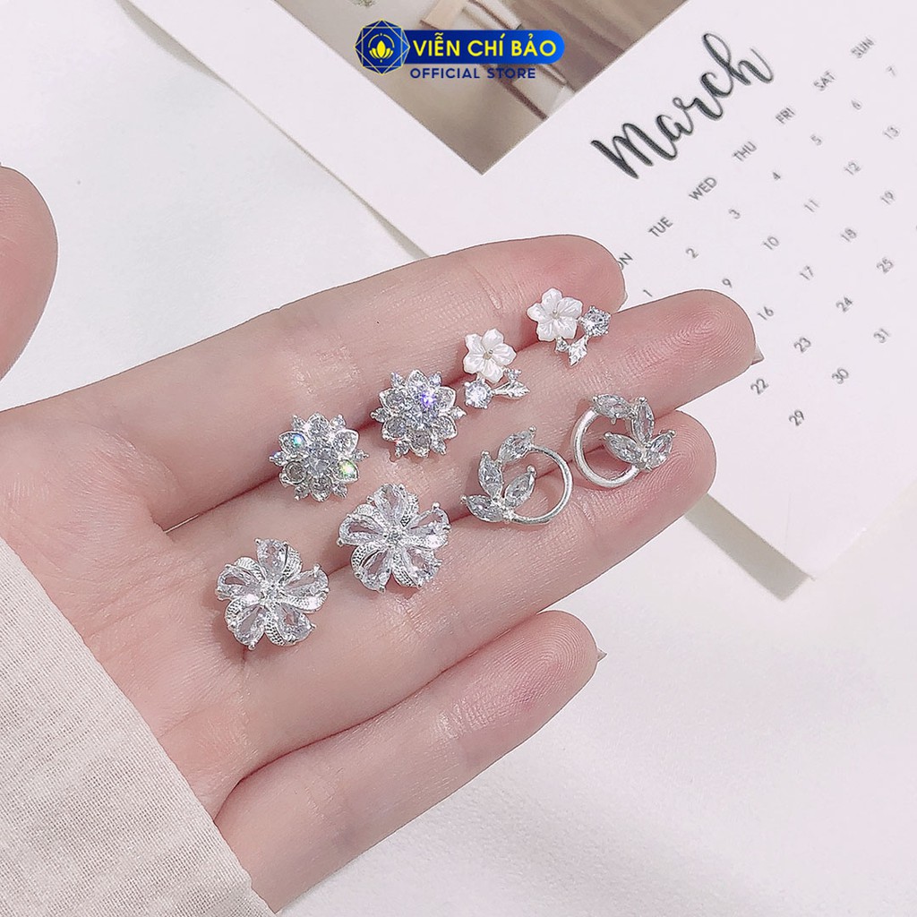 Khuyên tai bạc nữ nhiều mẫu đính đá chất liệu bạc 925 thời trang phụ kiện trang sức nữ thương hiệu Viễn Chí Bảo