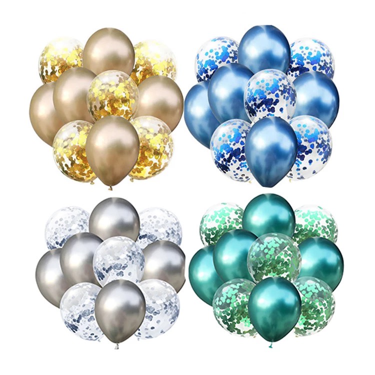 Set 12 Bong Bóng Trong Suốt Ánh Kim Dùng Trang Trí Tiệc | Dây Cáp Hiasa Hiasa Chất Lượng Cao