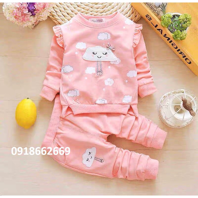 Bộ dài bé gái, set dài hoa tím , cotton 4 chiều size 5-20kg