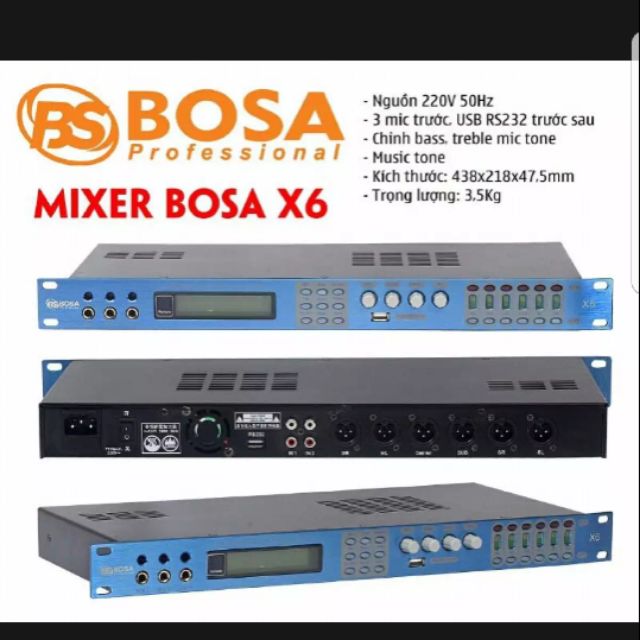 Vang số Karaoke chống hú Bosa X6 - Chỉnh sẵn các chế độ
