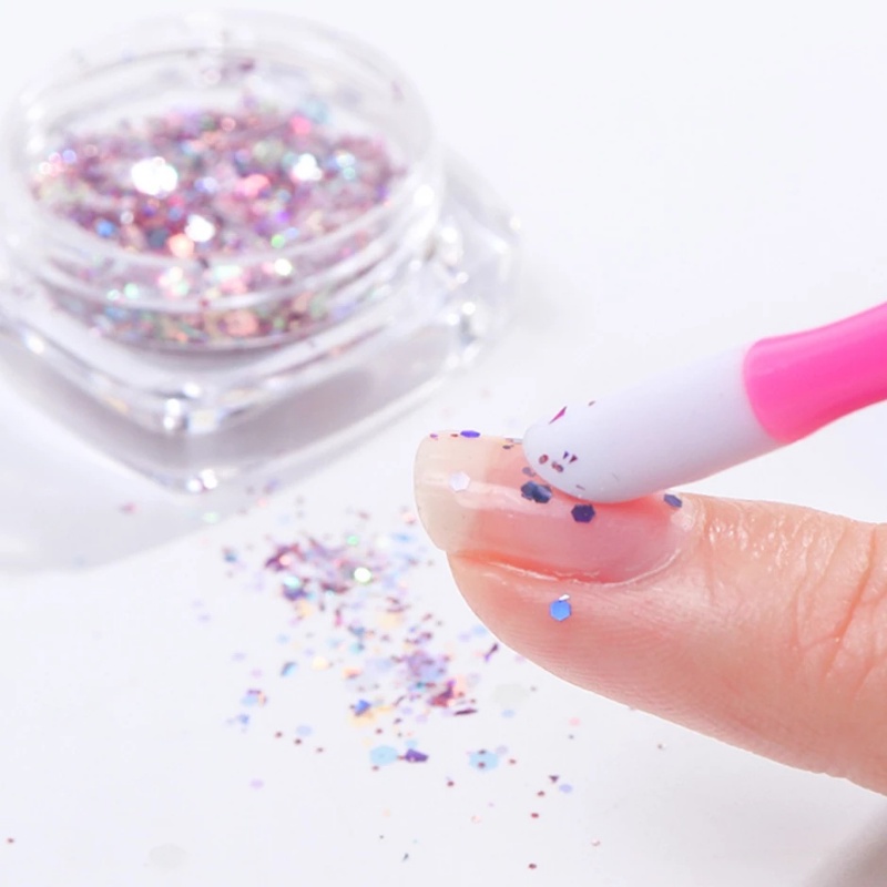 Dụng Cụ Nhấn Làm Sạch Móng Tay Bằng Nhựa Mềm Chuyên Nghiệp Màu Sắc Ngẫu Nhiên