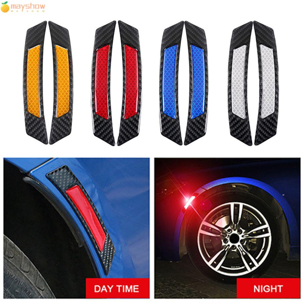 Bộ 2 Miếng Dán Phản Quang Bằng Sợi Carbon Cao Cấp Bảo Vệ Viền Bánh Xe Hơi Chống Va Chạm