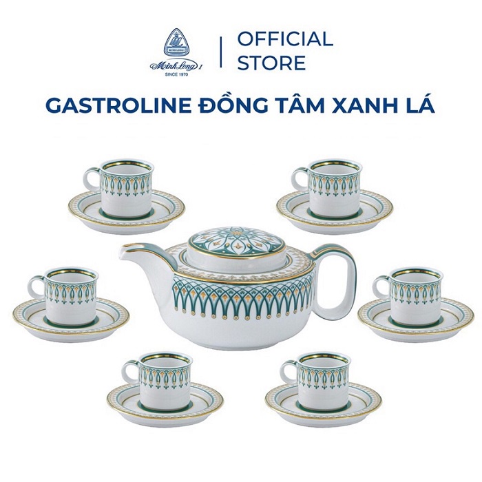 bộ ấm trà Đồng Tâm Xanh Lá sứ Minh Long - bộ ấm trà sứ Minh Long