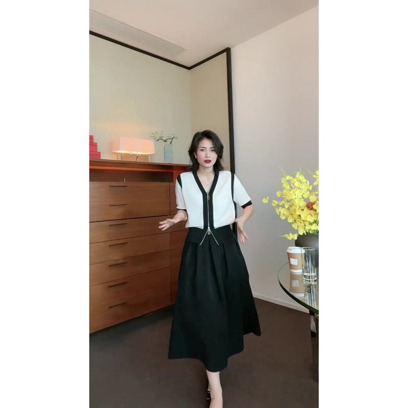 Chân váy xòe công sở dáng dài có túi 2 bên phong cách trẻ trung dài Xòe 78cm
