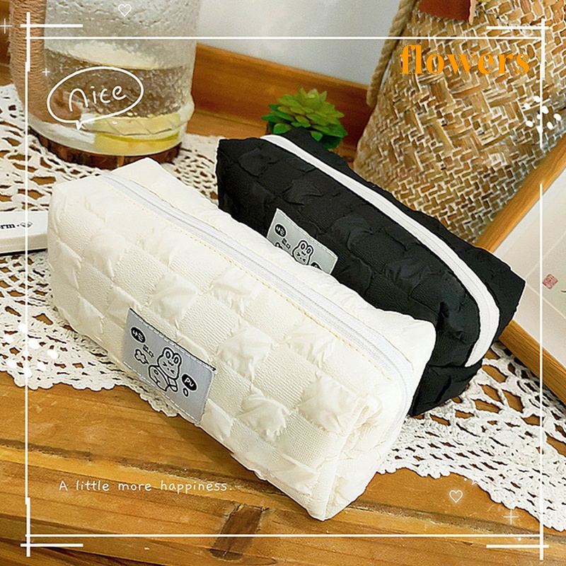 Túi Đựng Bút Chì / Đồ Trang Điểm Sức Chứa Lớn In Họa Tiết Hoa Xinh Xắn Tiện Dụng Cho Nữ