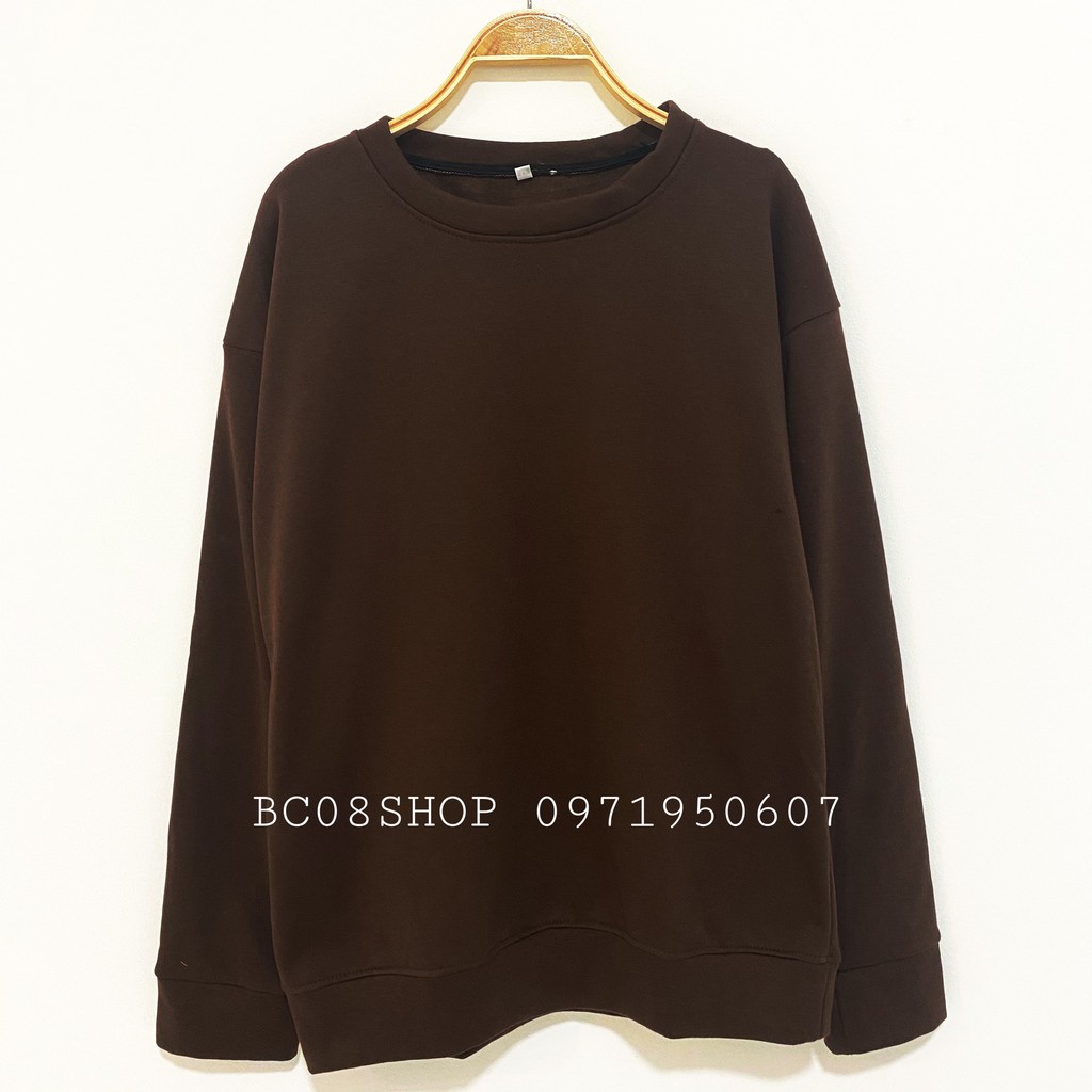 Áo Sweater trơn tay dài Unisex chất vải nỉ cotton nhiều màu có size
