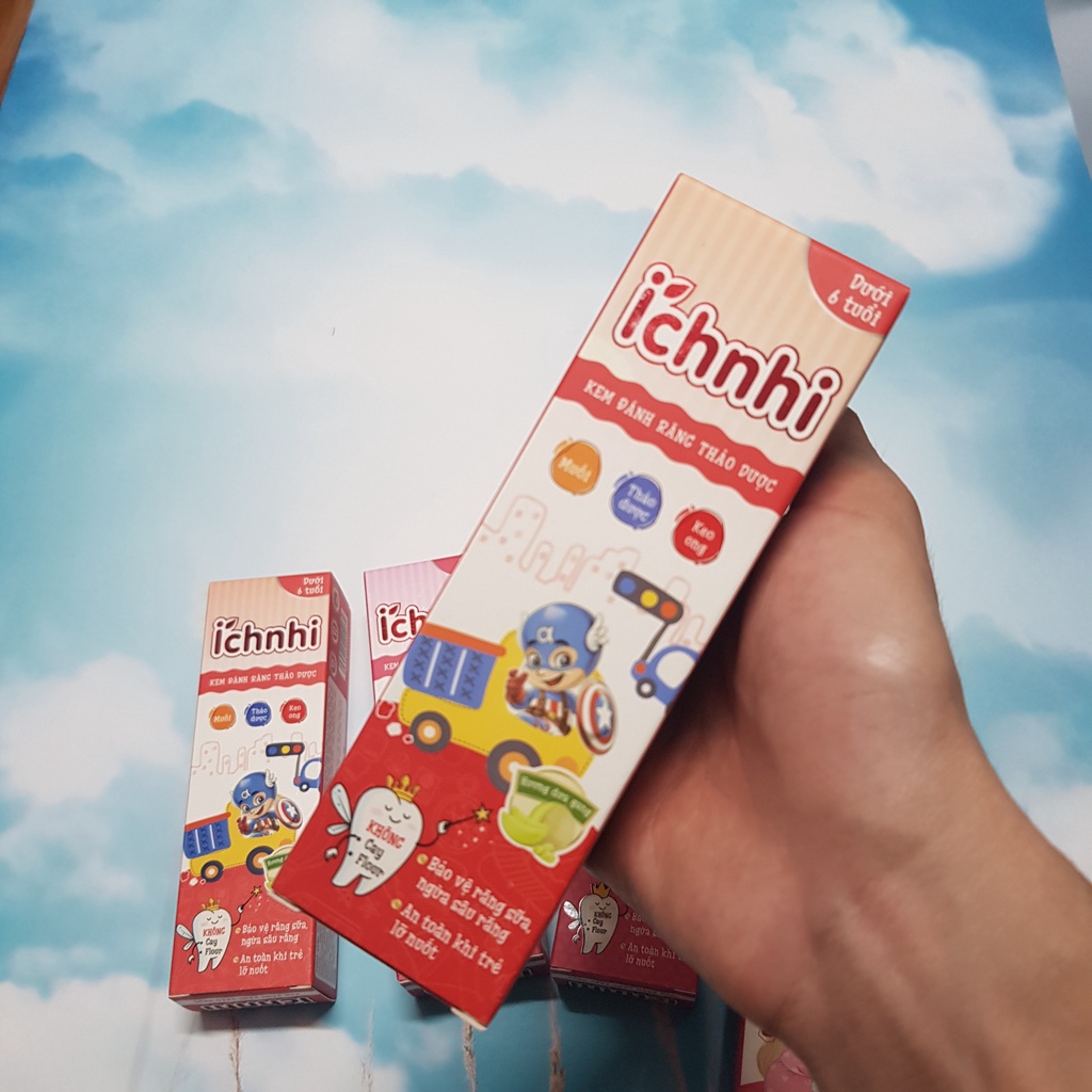 Kem đánh răng thảo dược Ích Nhi tuýp 50g cho bé dưới 6 tuổi nuốt được bảo vệ răng sữa, ngừa sâu răng