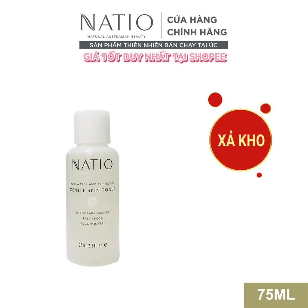 [Mã FMCG8 giảm 8% đơn 250K] Nước Cân Bằng Dưỡng Da Dịu Nhẹ Natio Rosewater and Chamomile Gentle Skin Toner 75ml