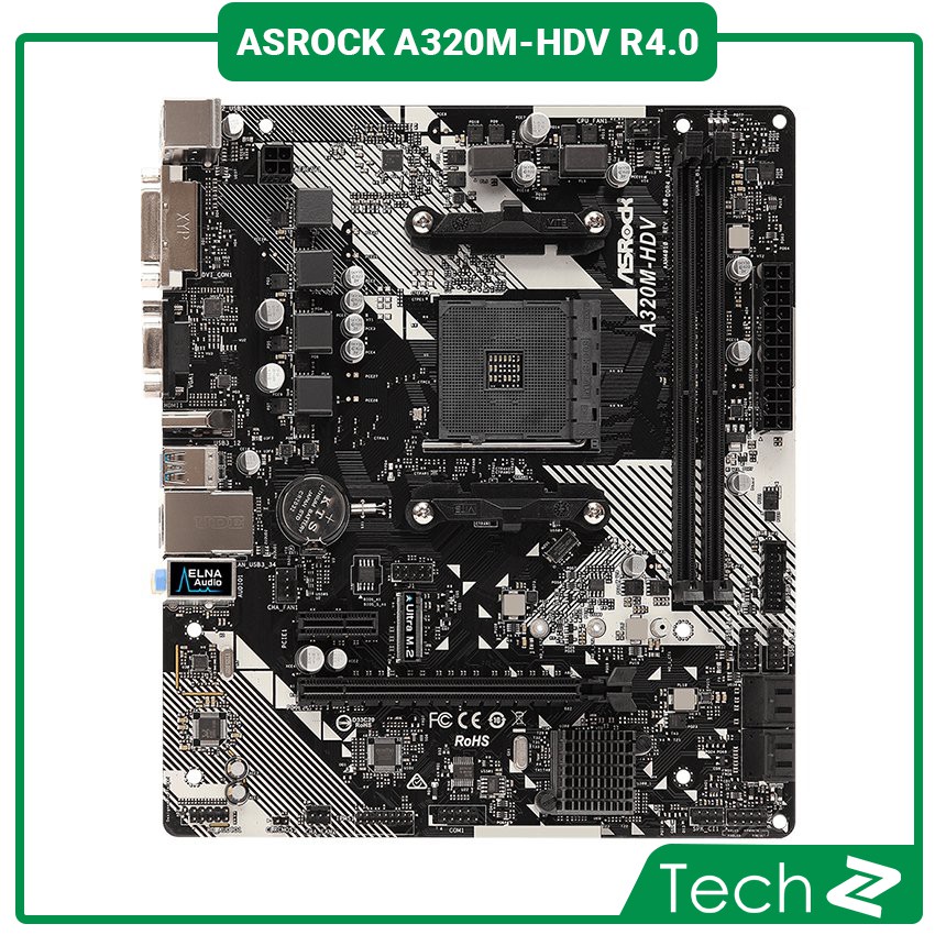 Mainboard ASROCK A320M-HDV R4.0 (AMD A320M, Socket AM4,,m-ATX, 2 khe RAM DDR4)