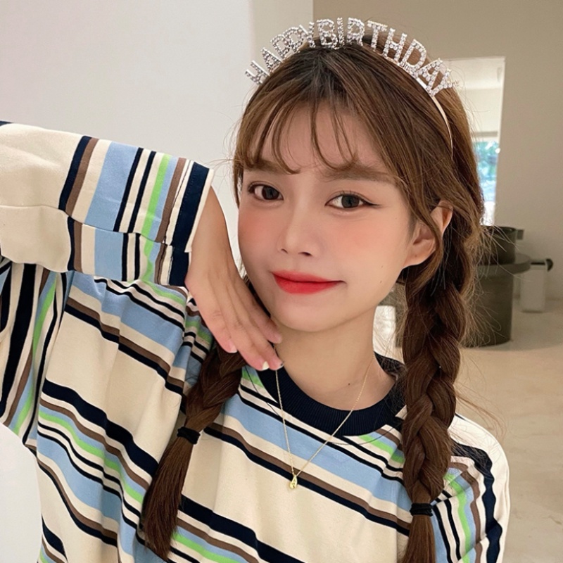 Băng đô cài tóc hình chữ Happy Birthday đính đá long lanh cho nữ