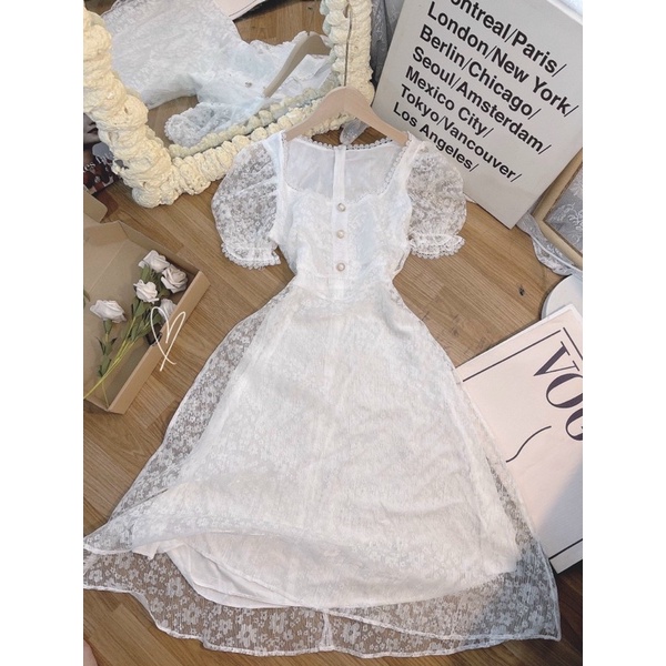 ĐẦM HOA NỔI NÚT BO TAY CHUN