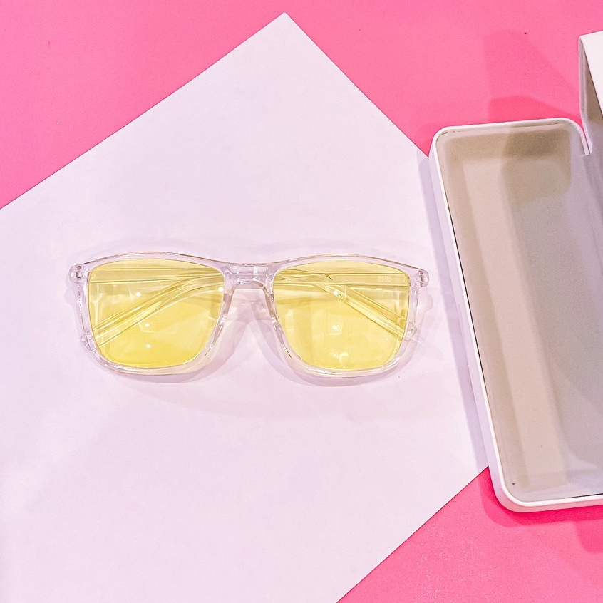 Kính form vuông trong suốt Tây nhiều màu kính mát phong cách Ulzzang