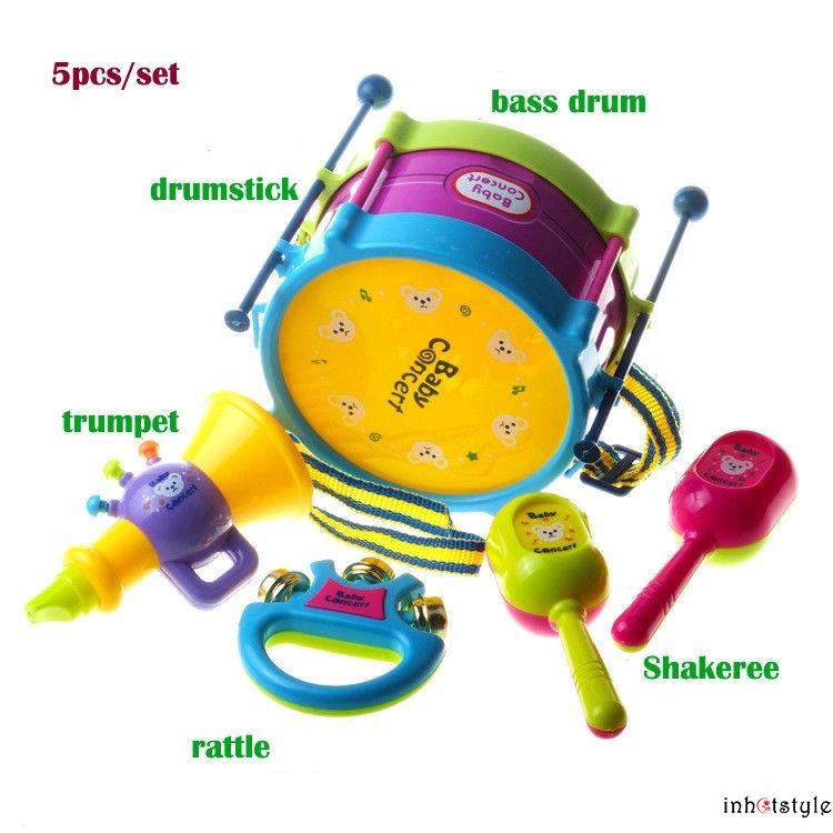 Set 5 món đồ chơi nhạc cụ trống kèn vui nhộn cho bé vừa học vừa chơi