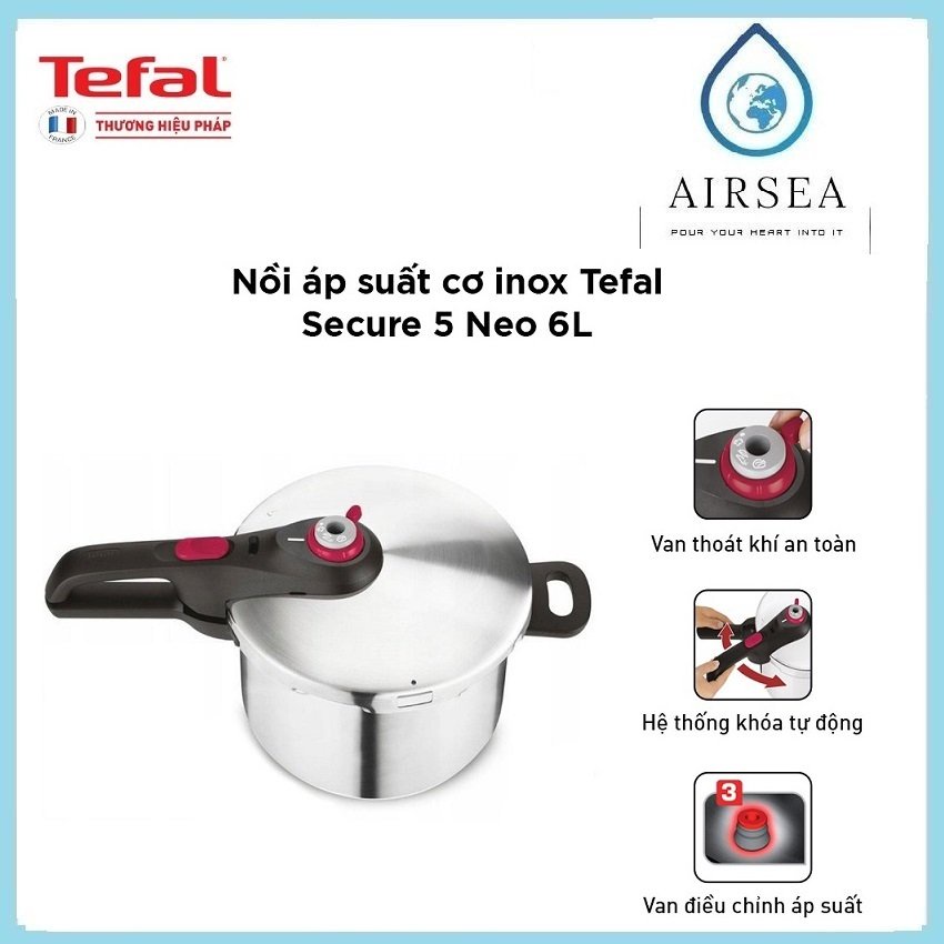 Nồi Áp Suất Cơ Inox Tefal Secure 5 Neo 6L