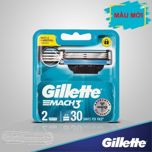 Đầu dao cạo thay thế Gillette Mach3+, Hộp 2 cái, Phù hợp với các loại dao cạo Gillette Mach 3, Mach 3+, Mach 3 Turbo