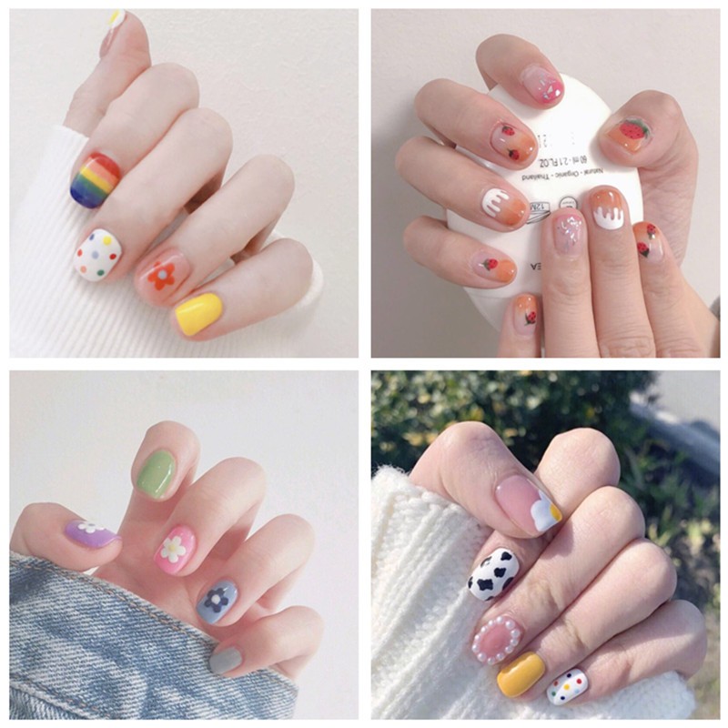 Sticker Dán Móng Tay bộ 14 miếng siêu xinh tiện lợi không thấm nước Nail Decals - Phần 1