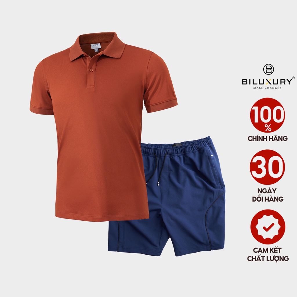 Bộ quần áo nam mùa hè cao cấp polo có cổ Biluxury form chuẩn bodyfit thoáng mát mềm nhẹ 5APCB006