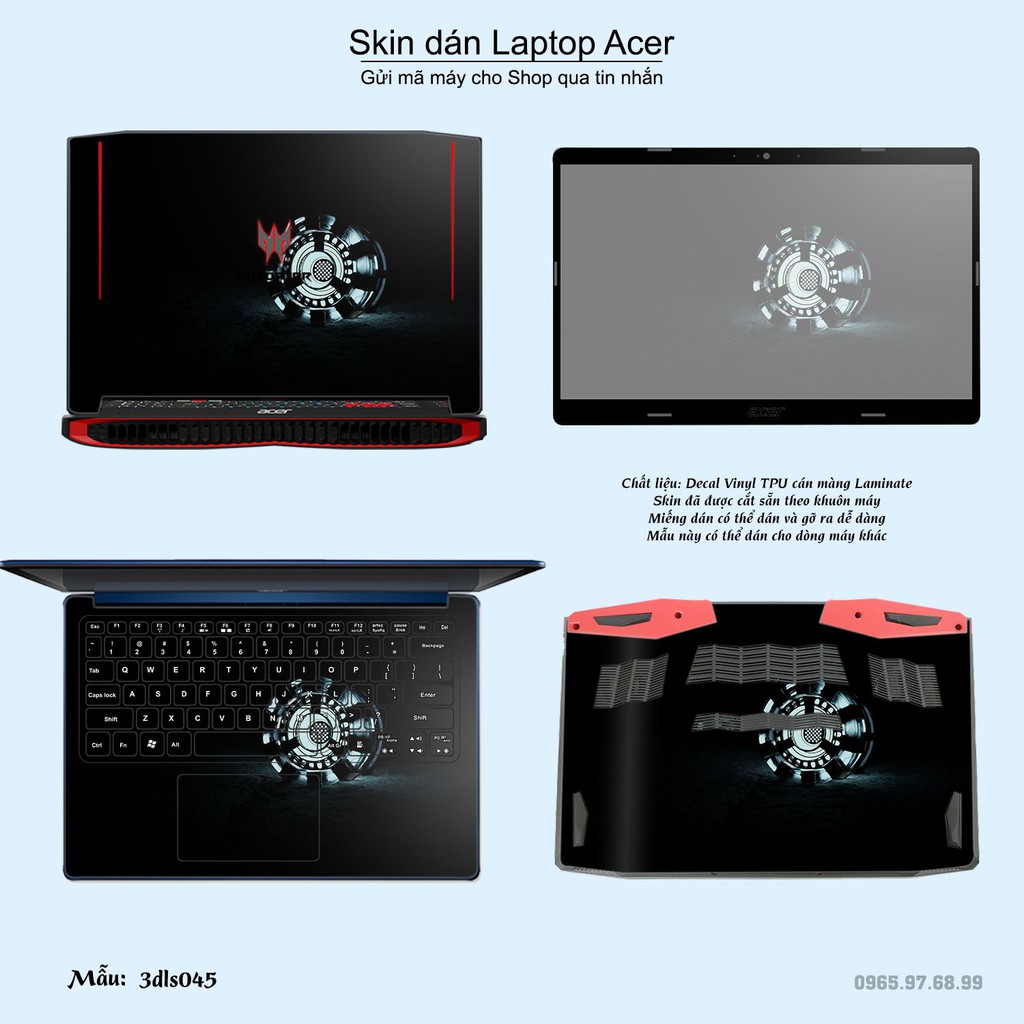 Skin dán Laptop Acer in hình 3D họa tiết (inbox mã máy cho Shop)