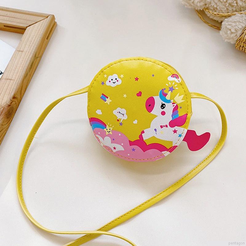 Túi đeo chéo mini bằng da PU in họa tiết hoạt hình đáng yêu cho bé gái