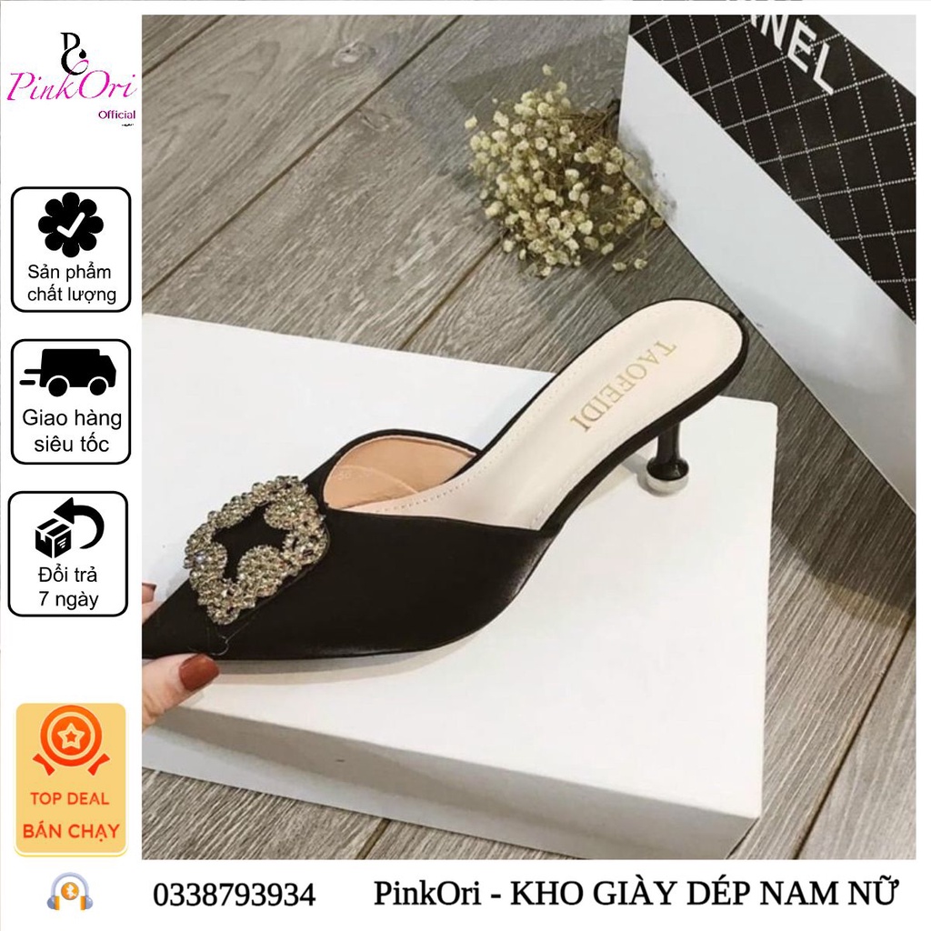 Mã KQC - Guốc Nơ Đá Vuông Sang Chảnh - PinkOri