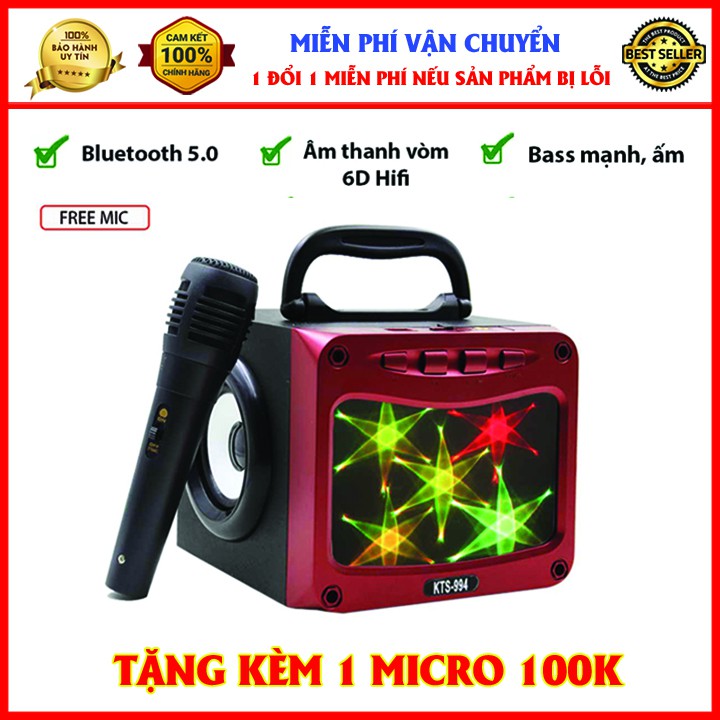 [FREESHIP] [ TẶNG 1 MICRO] Loa Kẹo Kéo Karaoke Bluetooth Mini KTS 994 - Loabluetooth kèm mic hát ấm,chắc loa ,không rè