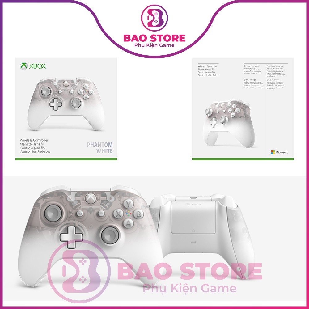 Tay cầm XBOX ONE S hàng chính hãng Phantom WHITE, tay cầm chơi game XBOX sử dụng trên PC,Laptop
