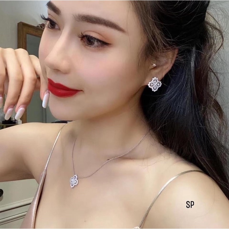 Set Trang sức Bạc Ta Cỏ 4 Lá Đá Mẫu Mã Mới Siêu sang chảnh độc đáo cho nữ - Trang sức Vàng Bạc Hoà Thảo