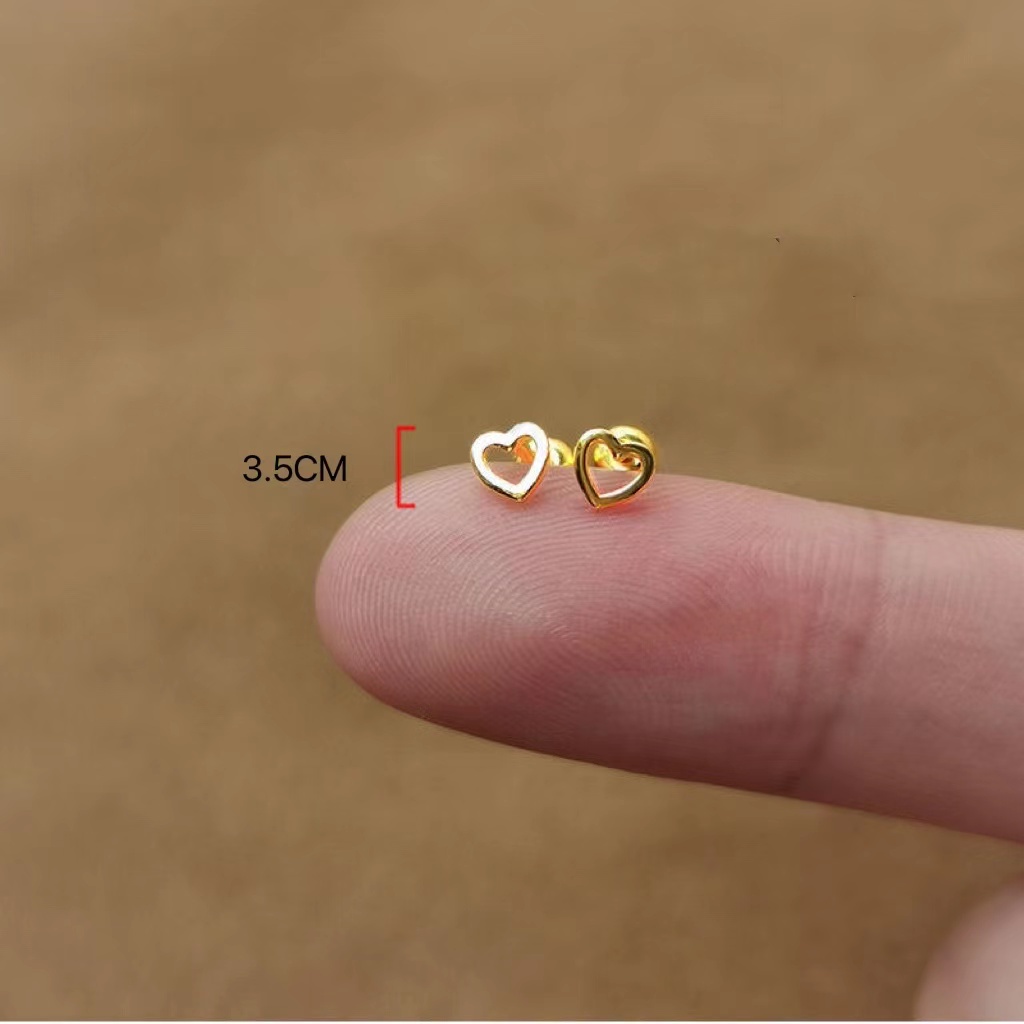 Bông Tai Bằng Thép Titan Hình Trái Tim Phong Cách Hàn Quốc Thời Trang