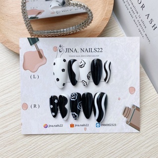 Nailbox móng giả móng up đen trắng đơn giản