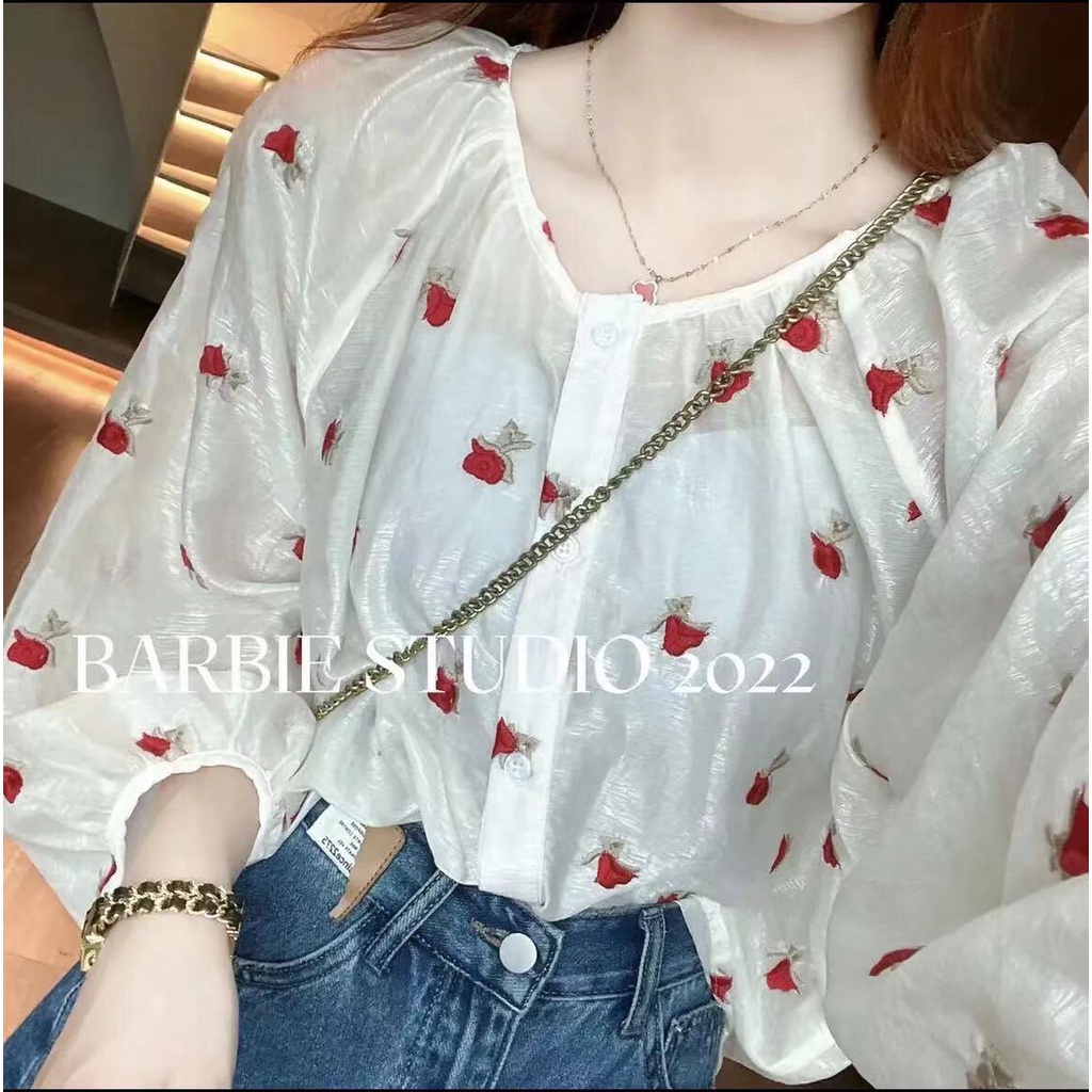 Áo Sơ Mi Nữ Tay Dài Thêu Hoa Chống Nắng Bảo Vệ